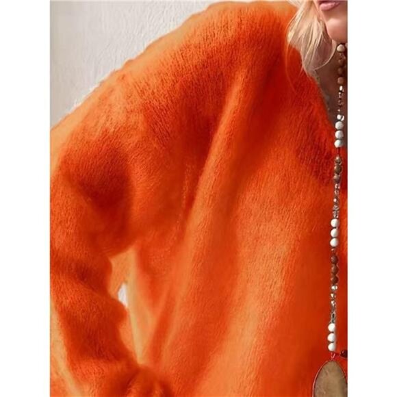 V-Neck Dropped Shoulder Sweater - Picture 16 of 16